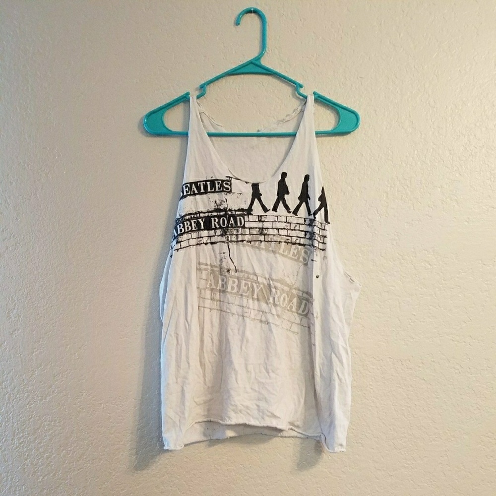 Woman's The Beatles Abbey Road white tank size m